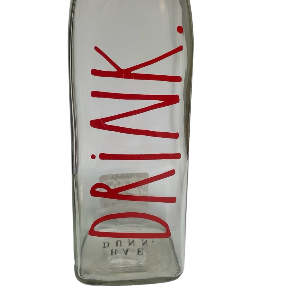 Rae Dunn DRINK Clear Glass Bottle Bail & Trigger Closure Red Letters NWT 2017 - Picture 3 of 11
